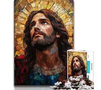 Puzzle da 1000 pezzi per adulti e adolescenti Gesù in vetro colorato puzzle da 1000 pezzi design vivace e unico esperienza di puzzle rilassante e stimolante 75x50cm
