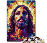 Puzzle da 1000 pezzi per adulti e adolescenti, Gesù in vetro colorato, puzzle da 1000 pezzi, giocattoli educativi per l'apprendimento, giochi per famiglie, regali per amici e parenti (26x38cm)