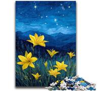Puzzle da 1000 pezzi per adulti e adolescenti,gigli gialli nel cielo notturno,puzzle da 1000 pezzi,ideale come regalo per tutta la famiglia,adatto per bambini di età compresa tra 38 e 14 anni