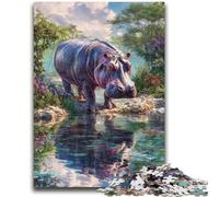 Puzzle da 1000 pezzi per adulti e adolescenti, giocattoli e giochi educativi a forma di ippopotamo nella giungla, antistress, adatti per la decorazione del desktop, 50x75cm
