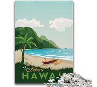 Puzzle da 1000 pezzi per adulti e adolescenti, giocattoli educativi con paesaggi urbani e spiagge hawaiane, giochi antistress adatti per la decorazione della scrivania (dimensioni 38x52cm)