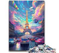 Puzzle da 1000 pezzi per adulti e adolescenti, giocattoli psichedelici Eiffel, giochi educativi antistress, adatti per la decorazione della scrivania, 50x75cm