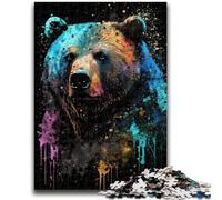 Puzzle da 1000 pezzi per adulti e adolescenti, giocattolo educativo antistress a forma di orsetto Paintsplash, regali di Babbo Natale segreto per bambini di 14 anni, 50x75cm