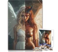 Puzzle da 1000 pezzi per adulti e adolescenti, giochi educativi con angeli e demoni, analisi e logica, opera d'arte, regalo, dimensioni 38x26cm