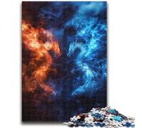 Puzzle da 1000 pezzi per adulti e adolescenti, giochi educativi fai da te con draghi di ghiaccio e fuoco, ideale come regalo per tutta la famiglia, 26x38cm