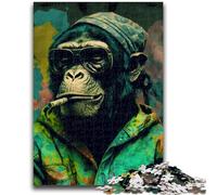 Puzzle da 1000 pezzi per adulti e adolescenti, giochi educativi sulla scimmia fumante, decorazione per la casa, gioco educativo per compleanno, Natale 26x38cm