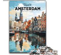 Puzzle da 1000 pezzi per adulti e adolescenti, gioco a quiz sul viaggio ad Amsterdam, ideale come regalo per tutta la famiglia (38x52cm) 1000 pezzi