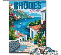 Puzzle da 1000 pezzi per adulti e adolescenti, gioco a quiz sull'isola di Rodi, Grecia, ideale come regalo per tutta la famiglia (26x38cm) 1000 pezzi
