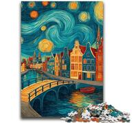 Puzzle da 1000 pezzi per adulti e adolescenti, gioco educativo per famiglie "City Under The Night Sky", ideale come regalo per tutta la famiglia, dai 14 anni in su, 26x38cm