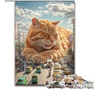 Puzzle da 1000 pezzi per adulti e adolescenti, gioco educativo rilassante con gatto arancione gigante per compleanni, Natale e dai 14 anni in su (dimensioni 26x38cm)
