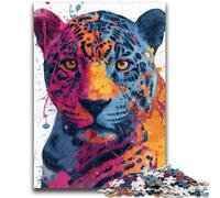 Puzzle da 1000 pezzi per adulti e adolescenti Gioco stimolante con l'arte del leopardo e gioco per famiglie Un'opera d'arte per bambini dai 14 anni in su, 50x75cm