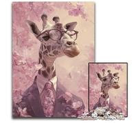 Puzzle da 1000 pezzi per adulti e adolescenti, giraffa con gli occhiali, puzzle in legno per adulti e adolescenti, giocattoli educativi per l'apprendimento, giochi per famiglie, 50x75cm