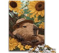 Puzzle da 1000 pezzi per adulti e adolescenti Girasole Capibara Giocattoli Giochi educativi Antistress Adatto per la decorazione del desktop 38x26cm