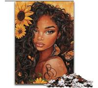 Puzzle da 1000 pezzi per adulti e adolescenti, girasole, donna africana, antistress, sfida difficile, ideale come regalo per tutta la famiglia (dimensioni 50x75cm)