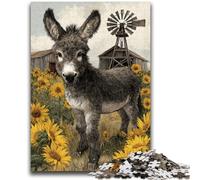 Puzzle da 1000 pezzi per adulti e adolescenti, girasole e asinello, giocattoli per l'intrattenimento in famiglia, gioco educativo per compleanni e Natale, per età 14+, 50x75cm