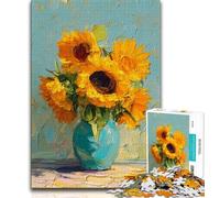 Puzzle da 1000 pezzi per adulti e adolescenti, Girasoli in un vaso, giochi divertenti per la famiglia, attività divertenti a casa, regalo di compleanno, regali da viaggio, 38x26cm
