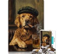 Puzzle da 1000 pezzi per adulti e adolescenti Golden Retriever che fuma, giochi educativi, decorazioni per la casa, decorazioni e regali unici, 38x26cm