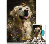 Puzzle da 1000 pezzi per adulti e adolescenti, Golden Retriever e farfalla, gioco per famiglie, antistress, sfida difficile, migliora l'amore tra coppie, 50x75cm