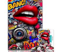 Puzzle da 1000 pezzi per adulti e adolescenti, graffiti sulle labbra, giocattoli educativi per l'apprendimento, giochi per famiglie, migliorano l'amore tra coppie (75x50cm)