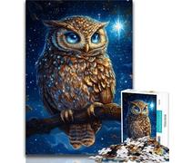 Puzzle da 1000 pezzi per adulti e adolescenti, gufo nel cielo notturno, sfida di intelligenza cerebrale, giocattoli avvincenti, regalo di compleanno, regali, arte murale (38x26cm)