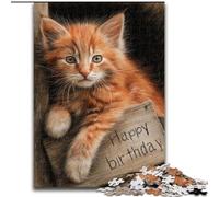 Puzzle da 1000 pezzi per adulti e adolescenti, "Happy Birthday Cat, Elephant Toy", gioco intellettuale, regalo di compleanno, regali, arte murale per età 14+ dimensioni 50x75cm