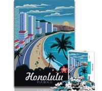 Puzzle da 1000 pezzi per adulti e adolescenti, Honolulu Hawaii Travel, gioco di ruolo Ogni pezzo è unico Gioco stimolante e divertente per tutta la famiglia, 38x26cm