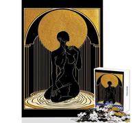 Puzzle da 1000 pezzi per adulti e adolescenti "Il peso dell'oro" giocattolo in stile Art Déco con figure dorate decorazioni da parete regali di Babbo Natale segreto giochi divertenti per migliorare