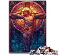 Puzzle da 1000 pezzi per adulti e adolescenti, in vetro colorato, raffigurante Gesù, gioco educativo per famiglie, decorazione da parete, regali unici per compleanno e Natale, 26x38cm