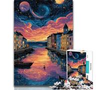Puzzle da 1000 pezzi per adulti e adolescenti, Italia sotto il cielo notturno, gioco stimolante, ideale come regalo per tutta la famiglia, 50x75cm
