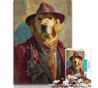 Puzzle da 1000 pezzi per adulti e adolescenti Killer Golden Retriever 1000 pezzi per adulti attività divertente per la casa giocattoli per i giorni di pioggia regali di compleanno 75x50cm