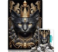 Puzzle da 1000 pezzi per adulti e adolescenti King Cat Golden Art Deco Puzzle per adolescenti gioco a quiz decorazione da parete regali unici per compleanno e Natale 38x26cm