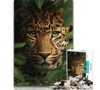 Puzzle da 1000 pezzi per adulti e adolescenti, leopardo della giungla, antistress, per ammazzare il tempo, con Babbo Natale (38x26cm)