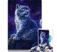 Puzzle da 1000 pezzi per adulti e adolescenti, leopardo delle nevi sotto la luna, antistress, per ammazzare il tempo durante le vacanze, per migliorare l'amore tra coppie, 38x26cm