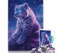 Puzzle da 1000 pezzi per adulti e adolescenti, leopardo delle nevi sotto la luna, ideale come regalo per tutta la famiglia, adatto per bambini di età compresa tra 75 e 14 anni (dimensioni 75x50cm)
