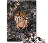 Puzzle da 1000 pezzi per adulti e adolescenti, leopardo fiorito, aiuta il cervello a esercitare i giocattoli avvincenti per coltivare la pazienza, collezione di artisti, belle arti, 26x38cm