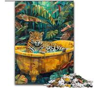 Puzzle da 1000 pezzi per adulti e adolescenti, leopardo nella vasca da bagno, giochi educativi, decorazione per la casa, adatto per la decorazione della scrivania dimensioni 26x38cm