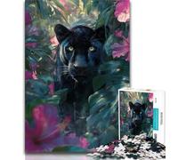 Puzzle da 1000 pezzi per adulti e adolescenti, leopardo nero, puzzle per adolescenti, giochi educativi classici, bella decorazione (dimensioni 38x26cm)