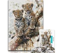 Puzzle da 1000 pezzi per adulti e adolescenti Leopardo sull'albero, giochi educativi Decorazione per la casa Adatto per la decorazione del desktop 38x26cm