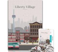 Puzzle da 1000 pezzi per adulti e adolescenti Liberty Village a Toronto, giocattoli educativi per l'apprendimento, giochi per famiglie che migliorano l'amore tra coppie (38x26cm)