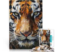 Puzzle da 1000 pezzi per adulti e adolescenti Lo sguardo della tigre Fatto di carta,Adatto a partire dai 14 anni Giochi educativi Gioco di decorazione della casa. regali per amici e familiari。