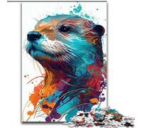 Puzzle da 1000 pezzi per adulti e adolescenti, lontra, animale pop art, aiuta il cervello a esercitare i giocattoli avvincenti per coltivare la pazienza, decorazione perfetta (dimensioni 26x38cm)