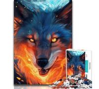 Puzzle da 1000 pezzi per adulti e adolescenti lupo di fuoco colorato 1000 pezzi per adulti attività divertente per la casa giocattoli per i giorni di pioggia regali di compleanno 38x26cm