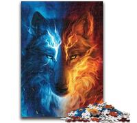 Puzzle da 1000 pezzi per adulti e adolescenti, lupo di ghiaccio e di fuoco, puzzle da 1000 pezzi, per giochi educativi, giocattoli, offerte come regali per tutta la famiglia (26x38cm)