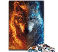 Puzzle da 1000 pezzi per adulti e adolescenti Lupo di ghiaccio e fuoco Puzzle da 1000 pezzi, Relax Games è l'ideale come regalo per tutta la famiglia 38x26cm
