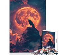 Puzzle da 1000 pezzi per adulti e adolescenti Lupo mannaro che ulula Decorazione per la casa Giocattoli Opere d'arte Regalo Giochi divertenti Migliorare l'amore tra coppie Dimensioni 38x52cm