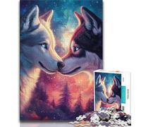 Puzzle da 1000 pezzi per adulti e adolescenti, lupo nel cielo notturno, antistress, per trascorrere il tempo libero e interagire con i genitori (38x26cm)