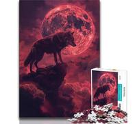 Puzzle da 1000 pezzi per adulti e adolescenti, lupo sotto la luna di sangue, aiuta il cervello a esercitare giocattoli avvincenti per coltivare la pazienza, decorazione da parete 38x26cm