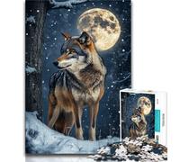 Puzzle da 1000 pezzi per adulti e adolescenti, lupo sotto la luna, giocattoli educativi per l'apprendimento, giochi per famiglie, migliora l'amore tra coppie, 38x26cm