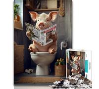 Puzzle da 1000 pezzi per adulti e adolescenti maiale sul water puzzle da 1000 pezzi gioco a quiz decorazione da parete regali unici per compleanno e Natale 38x26cm