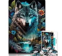 Puzzle da 1000 pezzi per adulti e adolescenti Mandala Jungle Wolf 1000 pezzi per adulti, giochi divertenti, decorazione da parete, regali unici per compleanno e Natale (dimensioni 75x50cm)